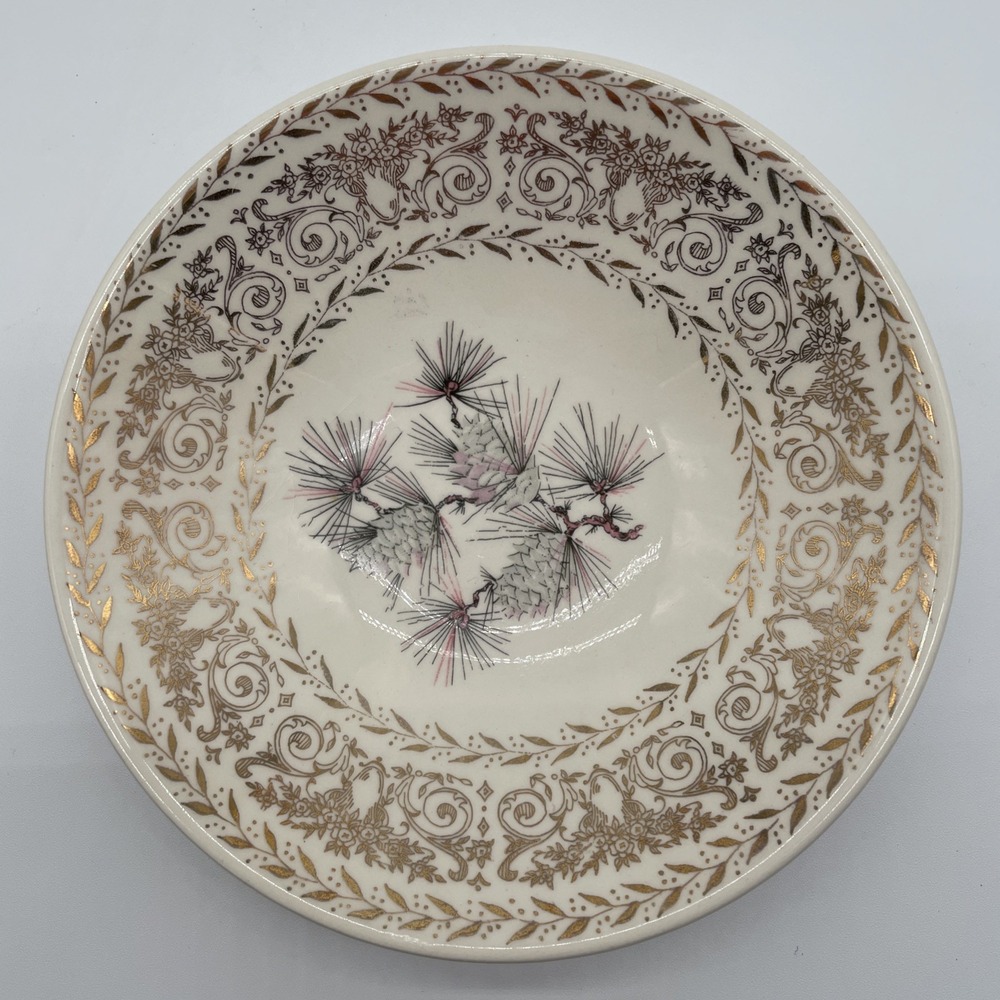 Lifetime China Co. Semi-Vitreous Pine Cone Pattern Ohio Small Bowl 5.5" 1950s